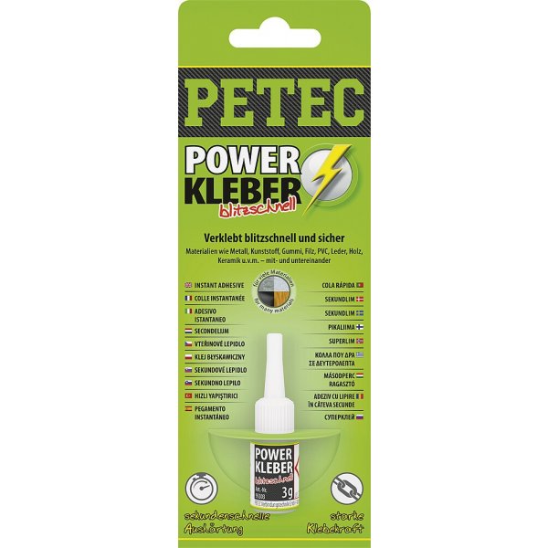 PETEC Sekundenkleber Petec Power Kleber blitzschnell Inhalt 3 g